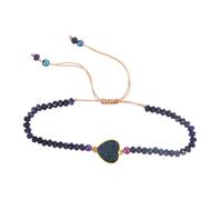 KOMBIUDA Bracelet Femme Pierre Naturelle Ajustable Perles Tressées Bijoux Cordon Naturel pour Yoga et Charme Cœur Bracelet Humeur Unique et Fait Main