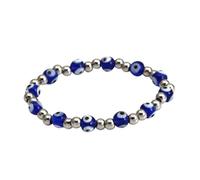 KOMBIUDA Bracelet Œil Turc Bleu en Perles de Cristal Élastique, Bracelet de Poignet Extensible en Verre, Bijou Protecteur le Mauvais Œil, Présent pour Femmes et Hommes, Accessoire