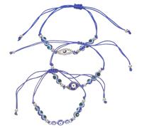 KOMBIUDA Bracelet Œil Turc Protection Bleu, Lot de 3 Bracelets à Perles Œil Maléfique pour Femmes et Hommes, Breloques Fête Noël, Symbole Chance et Protection Quotidien, Taille Ajustable