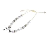 KOMBIUDA Bracelet Perles Chanceuses Ajustable avec Croix Cœur Corde Tressée pour Femmes et Hommes Bijou Symbole Amour et Foi Style Bohème Polyvalent