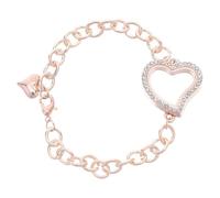 KOMBIUDA Bracelet Photo Cœur Ajustable pour Femmes Bijou Porte-photo Sentimental avec Cristaux Bracelet Souvenir Ouvrable pour Maman Épouse et Filles