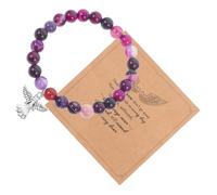 KOMBIUDA Bracelet Pierre Naturelle pour Deuil Femme Accessoire Commémoratif Élastique avec Perles Sélectionnées Souvenir pour Perte de Maman et Fille Cadeau Consolation