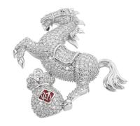 KOMBIUDA Broche Émaillée Cheval avec Cristaux Broche Sac Argentée Zodiac pour Femme Accessoire Vintage pour Vêtements Chapeaux et Sacs Épingle de Sécurité Chic pour Nouvel An Chinois
