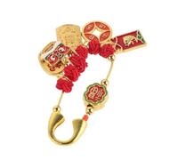 KOMBIUDA Broche Épingle de Grossesse Rouge Artisanale avec Nœud Chinois, Broche de Sûreté Vintage pour Bébé et Femmes Enceintes, Amulette Feng Shui de Protection et Chance, Accessoire