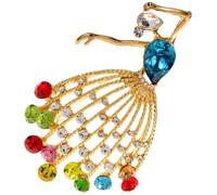 KOMBIUDA Broche Femme Forme Danseuse Cristaux Élégante Épingle Décorative pour Vêtements et Costumes