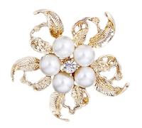 KOMBIUDA Broche Fleur Délicate en Alliage Perle et Cristaux Design Chic et Vivant 4 Pièces Accessoire Élégant pour Femme, Assorti à Paquet ou Costume