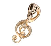 KOMBIUDA Broche Microphone et Note de Musique Dorée Bijoux Musicaux Élégants pour Femmes Épingle de Revers Vintage pour Robes et Pulls Accessoire de Mode Musical Décoration Stylée