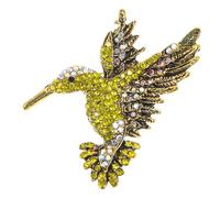KOMBIUDA Broche Oiseau Unisexe Incrustée de Diamants Épingle de Col Stylée pour Chemises Accessoire Mode Masculin et Féminin Ailes Déployées Relief Élégant Doré