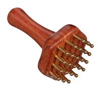 KOMBIUDA Brosse de Massage Laiton pour Corps Chevelu et Jambes Outil de Portable avec Manche Bois Ergonomique pour Relaxation Décontraction