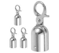 KOMBIUDA Butée de Fin de Corde en Acier Inoxydable Argenté avec Crochet, Installation Facile, Design Élégant pour Barrière de Queue, Lot de 4 Pièces Polyvalent