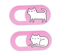 KOMBIUDA Cache Webcam Coulissant Chat Rose 2 Pièces pour Ordinateur Portable et Tablette, Protection Confidentialité Anti-espionnage, Couverture Abs Résistante, Dispositif de Sécurité Vie Privée