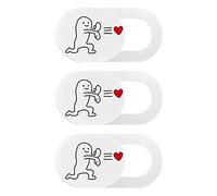 KOMBIUDA Cache Webcam Coulissant Cœur Cartoon 3 Pièces pour Ordinateur Portable Et Tablette, Protection Vie Privée, Couvre-Objectif Discret Et Compatible Multifonction, Noir Et Blanc