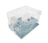 KOMBIUDA Cage à Hamster Double Couche avec Plateforme d'escalade et Roue d'exercice en Plastique et Métal, Espace de Jeu Dynamique pour Gerbille et Rat