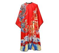 KOMBIUDA Cape de Coupe Cheveux Motif Dragon Style Chinois Légère et Confortable pour Salon Barbier et Usage Maison Cape Unisexe Rouge Éclatant