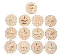 KOMBIUDA Cartes Mensuelles Bébé En Bois Naturel 13pcs, Cartes De Croissance Pour Nourrissons, Accessoires Photo Gravés Pour Annonces De Naissance, Matériel Sûr Pour Bébé, Pour Suivi Mois Après Mois