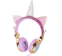 KOMBIUDA Casque Audio Garçon et Filles Licorne avec Microphone Volume Limité 85Db Coussinets Confortables Fille Garçon Compatible Smartphones et Ordinateurs Câble Ajustable