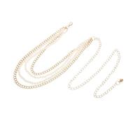 KOMBIUDA Ceinture de Métallique avec Perles Plastiques Dorées Chaîne Multicouche Réglable pour Femme de Hanche Élégant pour Robes et Pantalons