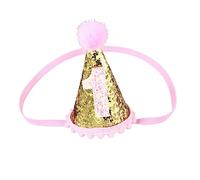 KOMBIUDA Chapeau Danniversaire En Peluche Pour Bébé Fille Accessoire Photo Chapeau Avec Cordon Élastique Casquette À Paillettes Sûr Et Élégant Pour Les Fêtes