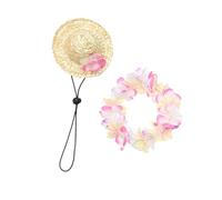 KOMBIUDA Chapeau Hawaïen pour Chien et Chat avec Guirlande Protection Solaire Confortable et Réglable Tenue Décontractée pour Estivales et Photos Plage