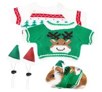 KOMBIUDA Chapeau Noël pour Petit Cochon et Lapin avec Tenue de Noël Élastique et Confortable Costume Hiver pour Petits Animaux Festifs