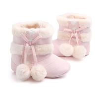 KOMBIUDA Chaussures d'Hiver pour Bébé Pré-Marcheurs 125 CM Bottines en Coton Respirant et Antidérapantes Couleur Rose Clair Pantoufles Douces et Chaudes pour Débuts de Marche en Hiver