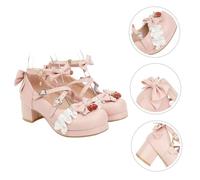 KOMBIUDA Chaussures Plates Femme Élégantes à Talon Moyen Style Princesse Confortable et Antidérapant pour Femmes Soirées Modèle Simple et Respirant Peau-Friendly