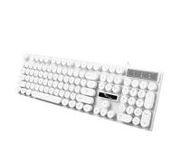 KOMBIUDA Clavier D’Ordinateur USB Filaire à Touches Rondes Lumineux Azerty, pour Gamer et Bureau, Blanc, Compact et Portable, Compatible Pc, Téléphone et Tablette