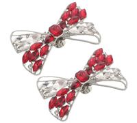KOMBIUDA Clips à Chaussures en Cristal Nœud Rouge Paire de Boucles Décoratives Amovibles pour Femmes Ornements pour Chaussures de Mariage et Soirées Accessoires Élégants pour Talons et