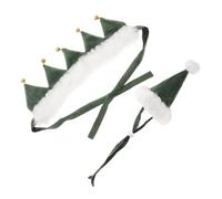 KOMBIUDA Collier de Noël pour Chiens et avec Cloche Bonnet Vert Sapin et Bib Scarf Accessoire Festif Polyester Respirant pour Animaux de Compagnie