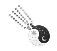 KOMBIUDA Collier Pendentif Couple Soleil et Lune Acier Inoxydable Chaîne Clavicule Légère et Résistante Bijoux pour Femmes et Cadeau Saint-valentin et Anniversaire