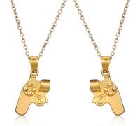 KOMBIUDA Collier pour en Alliage Doré Chaîne Ajustable 50 CM Pendentif Manette de Collier d'Amitié Unisexe Accessoire Relation et Présent pour Couples