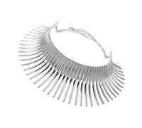 KOMBIUDA Collier Ras Du Cou Femme Métal Argenté Collier Exagéré à Grandes Pointes Accessoire de Cou Africain pour Soirées et Tenues Quotidiennes