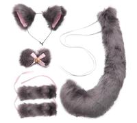 KOMBIUDA Cosplay Set Fox Ears Tail Plush Accessories Neckwear Hand Balls Comfortable For Women Party Carnival