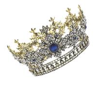 KOMBIUDA Couronne de Mariée Baroque Rétro Noire, Coiffe Circulaire Vintage Cristaux, Accessoire Coiffure Chic pour Mariage et Fête, Décoration Cheveux Élégante, 1 Pièce