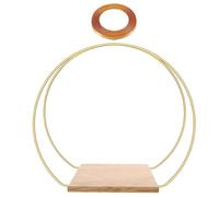 KOMBIUDA Couronne Décorative Métallique Dorée pour Centre de Table, Anneau Floral DIY en Métal Robuste, Taille Moyenne, Base en Bois, Décoration Mariage et Loisirs Créatifs, Support Stable