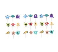 KOMBIUDA Décoration Gâteau Anniversaire 27 Pièces Garçon et Filles Topper en Papier et Bâtonnet Bambou Coloré pour Effet Décoratif Unique et Amusant Gâteau D'anniversaire