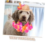 KOMBIUDA Déguisement Hawaïen pour Chiens et avec Casquette et Guirlande Rouge Vêtements Tropical pour Animaux Protection Solaire et Look