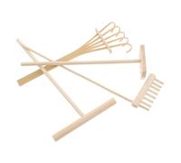 KOMBIUDA Ensemble de 4 Outils de Râteau à Plateau en Bois pour Jardin Zen Miniature, Accessoires pour Décoration de Sable Contemplation et Jardin Zen, Kit Compact et Esthétique