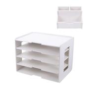 KOMBIUDA Étagère de Rangement de Bureau PVC Blanc pour Documents A4 | Séparation Claire des Sujets, Courrier Entrant Organisé, Visible et Portable, pour Enseignants et Bureaux