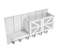 KOMBIUDA Étagère Murale avec Crochet pour Manteaux et Organiseur de Clés Rangement Entrée Blanc Support Mural Compact pour Petite Surface Décoration Murale Style Campagne