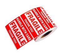 KOMBIUDA Étiquette « Fragile » Adhésive 500 Pcs Rouleau pour Expédition et Emballage, Autocollants D’avertissement Résistants, Compatibles Carton, Plastique, Métal, pour Manutention