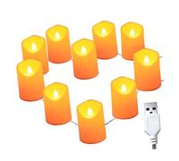 KOMBIUDA Guirlande de Bougies LED Sans Flamme USB Lumière Jaune Chaude Romantique Décoration Mariage Fête Propositions Lumineuses Flammes Simulées Sécurisées Couleur