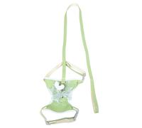 KOMBIUDA Harnais pour Chiot L Taille 9-18 Kg Vert avec Motif et Pompon Lapin, Harnais Ajustable en Maille Respirante, Laisse Réglable pour Chien, Ceinture de Sécurité Confortable