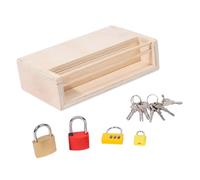KOMBIUDA Jeu Éducatif de Clés et Serrures en Bois pour Tout-Petits 1-3 Ans - Boîte Montessori D’Éveil Sensoriel 3 Clés Colorées - de Motricité Fine et Apprentissage Logique