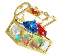 KOMBIUDA Jouets de Plongée Piscine 11 Pièces avec 10 Diamants Acryliques Colorés 40 Mm et Coffre au Trésor Pirate, Décorations pour Fête la Piscine et Jeux D'imagination Garçon et Filles