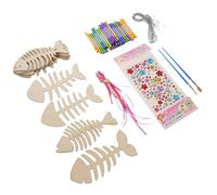 KOMBIUDA Kit de Carillon Éolien en Bois à Peindre, Cloche à Vent DIY de Poisson, Matériau Bois Solide, Décoration pour Chambre et Bricolage Créatif