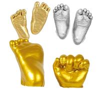 KOMBIUDA Kit De Moulage 3d Mains Et Pieds Bébé, Kit Bébé Pour Souvenirs, Poudre De Plâtre 100g 100g, Poudre Dorée Et Pinceau Inclus, Présent Naissance Soi-même