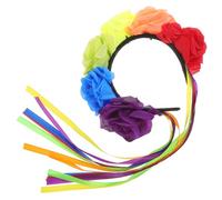 KOMBIUDA Lgbt Rainbow Flower Headband With Ribbons Decorative Headdress For Pride Month Events Cosplay And Parties