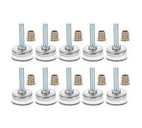 KOMBIUDA Lot de 10 Sets de Pieds de Nivellement Réglables pour Meubles Acier Robuste Diamètre 35 MM Hauteur 38 MM Réglage Précis pour Armoires Tables et Commodes Adaptés aux Sols