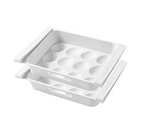 KOMBIUDA Lot de 2 Boîtes de Rangement Tiroir pour Œufs en Plastique Blanc, Multifonction pour Réfrigérateur, Porte-fruits et Légumes, Optimise Espace et Organise la Cuisine Facilement